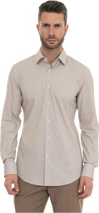 HUGO BOSS H-Hank Casual shirt - Heren - Casual Overhemden - Beige - 4XL - Katoen - Overhemden