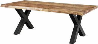 Massivmoebel24 FREEFORM 5 tavolo da pranzo in legno di sheesham - sabbiato natur / gambe in ferro X antracite lucido 200x100