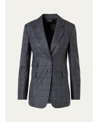 Akris Arie Prince of Whales Wool Flannel Single-Breasted Jacket
