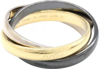 Cartier Gold Silver Yellow Gold (18K) White Gold (18K) Ceramic Band Ring (Pre-Owned)