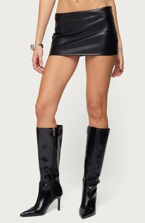 Edikted Viki Faux Leather Miniskort in Black at Nordstrom, Size X-Small