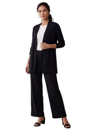 Jessica London Everyday Stretch Knit Open Front Cardigan in Black at Nordstrom, Size 20