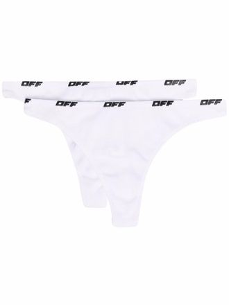 Off-white logo-tape detail thongs (set of two)