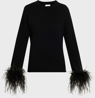 A.L.C. Wilda Feather-Trim Crewneck Sweater