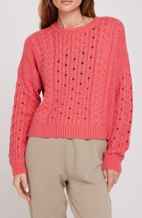 Spiritual Gangster Gemma Cable Knit Sweater in Coral at Nordstrom Rack, Size Medium
