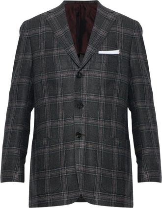 Kiton Blazer a Quadri - - Jackets - Uomo - Grigio - 2XL