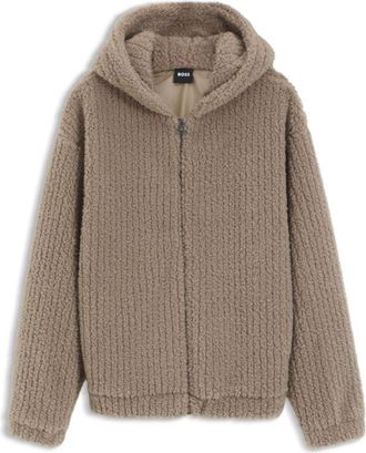 BOSS Zip-up hoodie crafted in teddy fabric