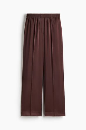H&M Weite Hose mit Falten - Dunkelbraun