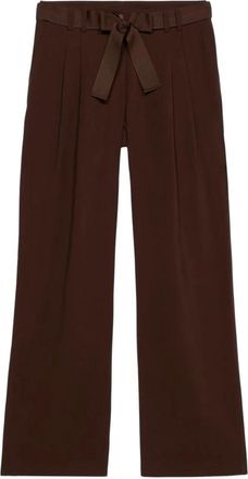 Oltre Wijdvallende broek met riem - Dames - Wijde Broeken - Bruin - S - Polyester - Broeken