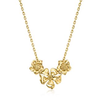 Ross-Simons Italian 10kt Yellow Gold Flower Necklace