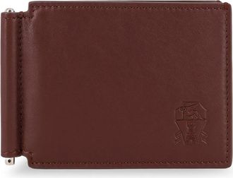 Brunello Cucinelli Moneyclip-portemonnee van glad kalfsleer - Heren - Accessoires - Bruin - Maat: ONE Size Leer