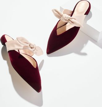 Talbots Portia Bow Velvet Mules - Red Wine - 10 1/2 M Talbots
