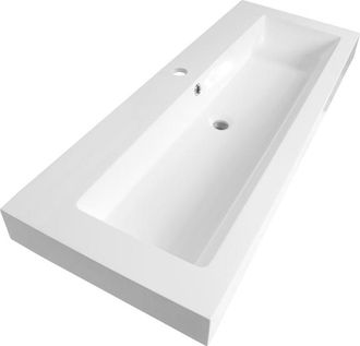 Marcel Breuer Solar Thick wastafel - 120x46x10cm - 1 wasbak - 1 kraangat - mineraalmarmer - zijdeglans wit