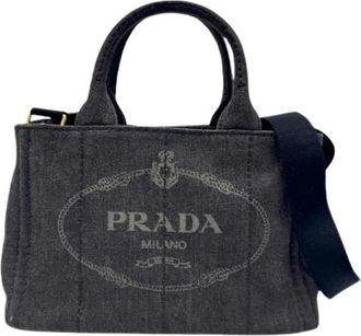 Prada Pre-owned Vintage Denim Mini Bag - Dames - Vintage Mini Tas - Zwart - ONE Size - Denim - Vintage