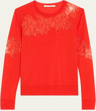 Jason Wu Lace-Inset Merino Wool Sweater