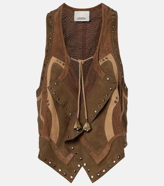 Isabel Marant Gilet Kelby in suede con borchie