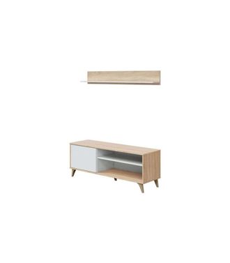 F.R.S. Frs - Conjunto Salon Television Gala Acabado Roble/blanco 50 Cm(alto)135 Cm(ancho)40 Cm(largo)