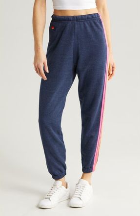 Aviator Nation Stripe Sweatpants in Heather Navy Neon at Nordstrom, Size X-Large