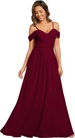 Ever-pretty Womens Bridesmaid Dress with Strapless V-Neck Chiffon Pleated Empire Waist Burgundy 16