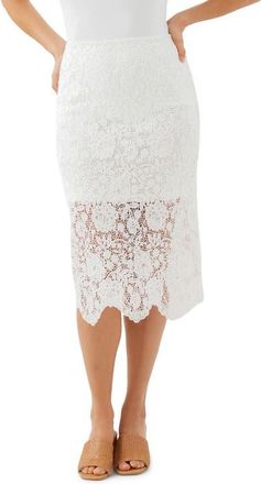 Karen Kane Lace Pencil Midi Skirt in Off White at Nordstrom, Size X-Large
