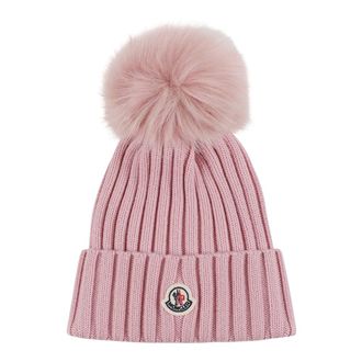 Moncler Accessoires, Dames, Roze, ONE Size, Tricot Beanie