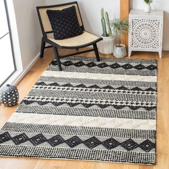 Safavieh Natura Hand Made Area rug, Black / Ivory Bohemian Style Non-Shedding