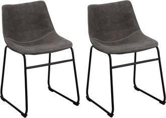 Beliani Set di 2 sedie in tessuto grigio Batavia