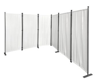 Quick-Star Quick-star - Paravent 6 Teilig 340x165cm Stoff Raumteiler Trennwand Balkon Sichtschutz Stellwand Faltbar Wei&szlig;
