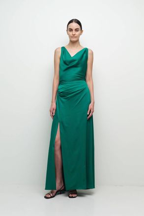 SIMKHAI Melaney Satin Dress In Kelly Green