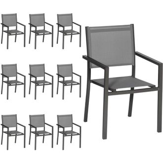 Happy Garden Happy Garden - Juego De 10 Sillas De Aluminio Antracita Textileno Gris
