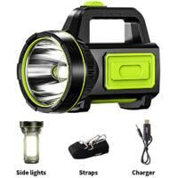 OEM Linterna Led Recargable Por Usb, 6000 Mah - Alcance De 1000 Metros - Resistencia Al Agua Ipx4 - Modos De Brillo Alto/bajo Para Acampada Y Emergencias