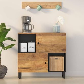 vidaXL Aparador Con 2 Puertas Madera Maciza De Mango 80x33x75 Cm Vidaxl