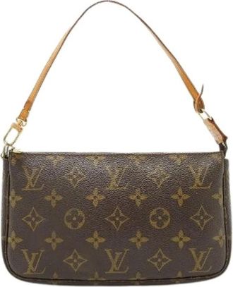 Louis Vuitton Pre-owned Monogram Pochette Accessoires - Dames - Vintage Mini Tas - Bruin - ONE Size - Leer - Vintage