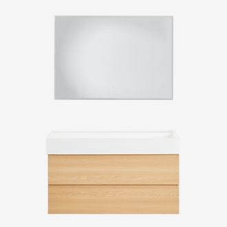 Sklum Sklum - Conjunto De Mueble De Ba&ntilde;o En Madera Y Chapa De Fresno Con Lavabo Integrado Ona