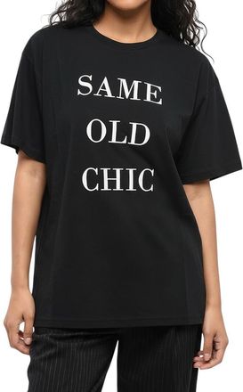 Moschino Black Single Graphic Crew Neck Oversized T-Shirt