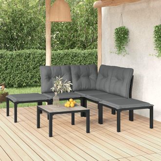 vidaXL Juego De Muebles De Jard&iacute;n 6 Pzas Rat&aacute;n Sint&eacute;tico Negro Y Gris Vidaxl