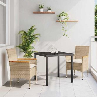 vidaXL Conjunto De Comedor De Jard&iacute;n Con Coj&iacute;n 3 Pcs Beige Polirat&aacute;n Vidaxl