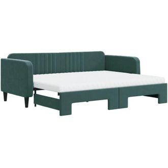vidaXL Vidaxl - Sof&aacute; Cama Nido Con Colch&oacute;n Terciopelo Verde Oscuro 90x200 Cm
