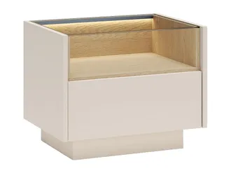 Vente-Unique Comodino 1 Cassetto E 1 Nicchia Con Led Beige E Naturale Chiaro - Alivento