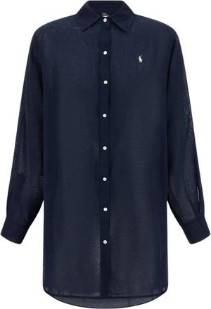 Polo Ralph Lauren Boyfriend Shirt - Dames - Shirt Kleedjes - Blauw - M - Katoen - Kleedjes