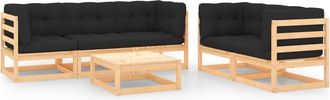 vidaXL Juego De Muebles De Jard&iacute;n 6 Pzas Y Cojines Madera Maciza Pino Vidaxl