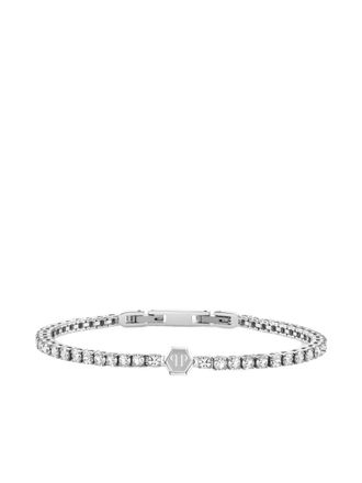 Philipp Plein Plein Tennis Royal crystal-embellishment bracelet - men - stainless steel/Crystal - One Size - Silver