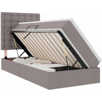 vidaXL Bed with Mattress with LED Taupe 90 x 190 cm Polyester vidaXL