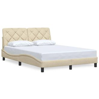 vidaXL Cama Sin Colch&oacute;n Tela Color Crema 140x200 Cm Vidaxl
