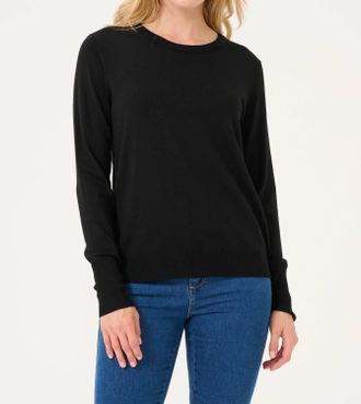 Kaffe Kalizza Round Neck Regular Fit Pullover Sweater In Black Deep