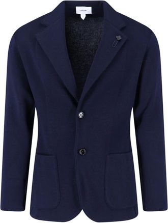 Lardini Jassen, Heren, Blauw, XL, Blazer met opgestikte zakken, enkel rij knopen