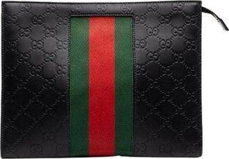 Gucci Pre-owned Vintage Web Clutch - Dames - Vintage Clutch - Zwart - ONE Size - Leer - Vintage