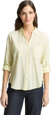 Tom Tailor Langarmbluse TOM TAILOR Regular, Damen, Gr. 34, soft lemon, Web, Obermaterial: 100% Baumwolle, regular fit h&uuml;ftbedeckend, V-Ausschnitt, Krempel&auml;rmel,m