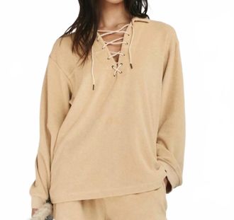 The Great. Micro Terry Lace Up Tunic In Beige