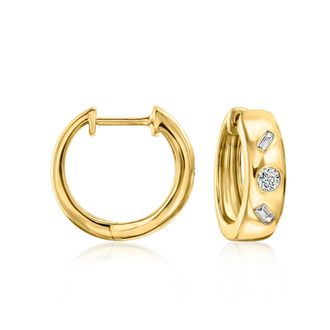 Ross-Simons Multi-Shaped Lab-Grown Diamond Hoop Earrings in 18kt Gold Over Sterling